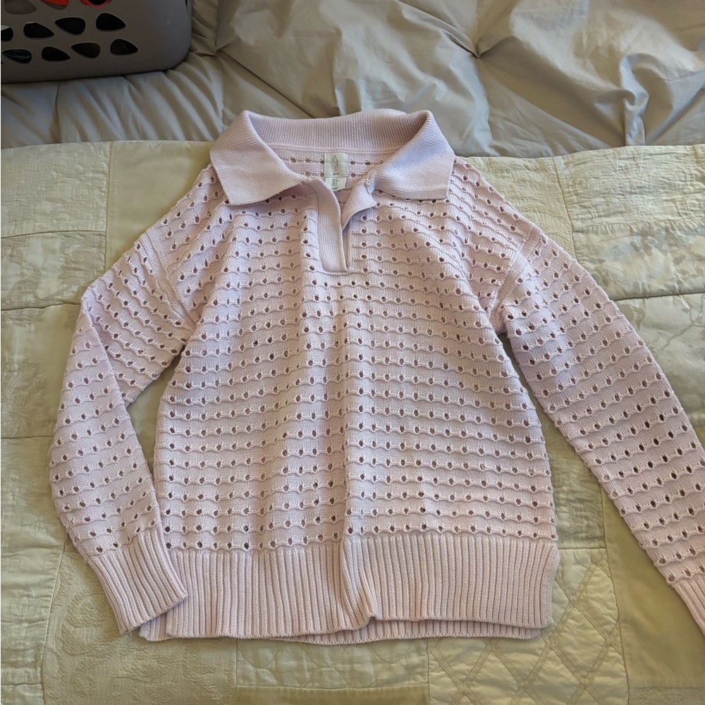 Joie Light Pink Eyelet Knit Sweater